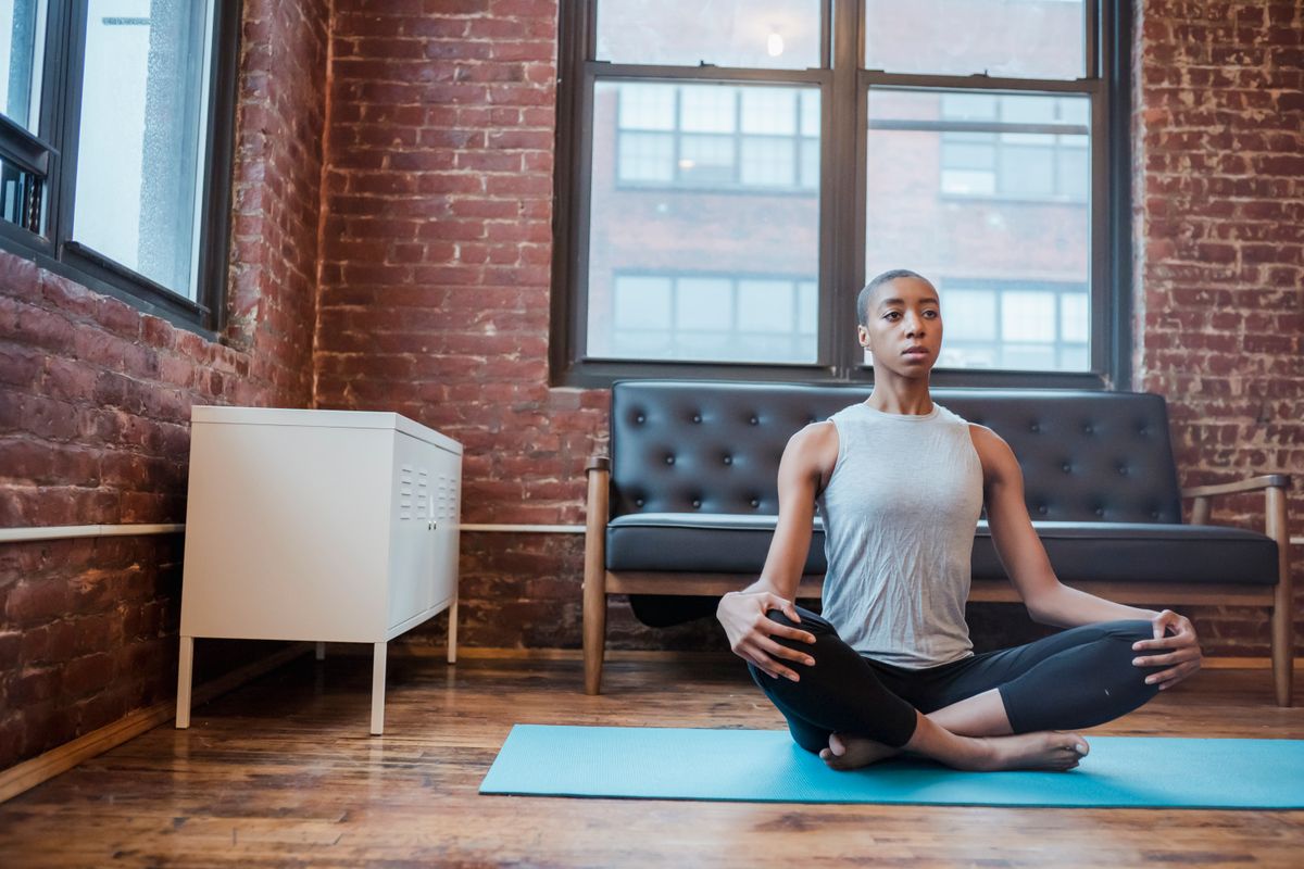 Meditation setup: cushion in a quiet corner