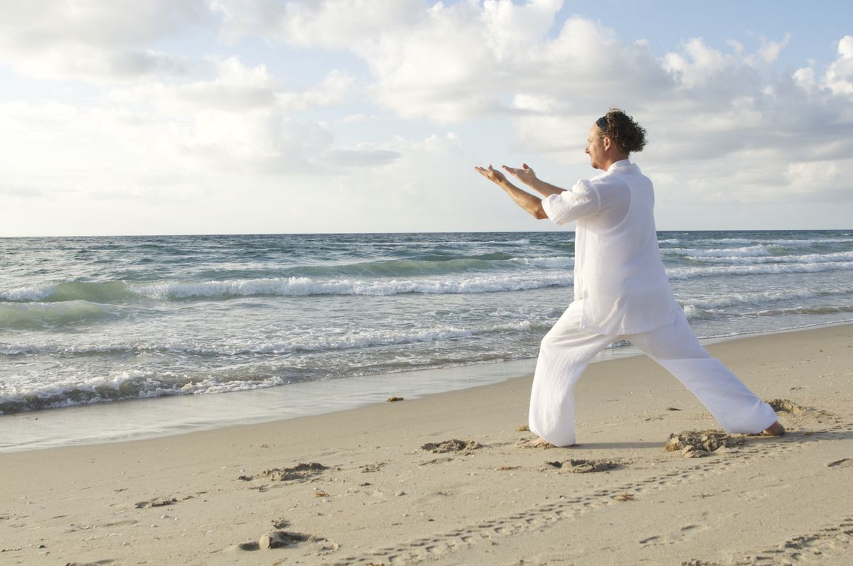 Tai Chi Cloud Hands movement with flowing arm motion