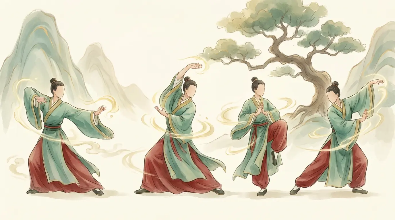 六字诀六个手势动作分解示意图