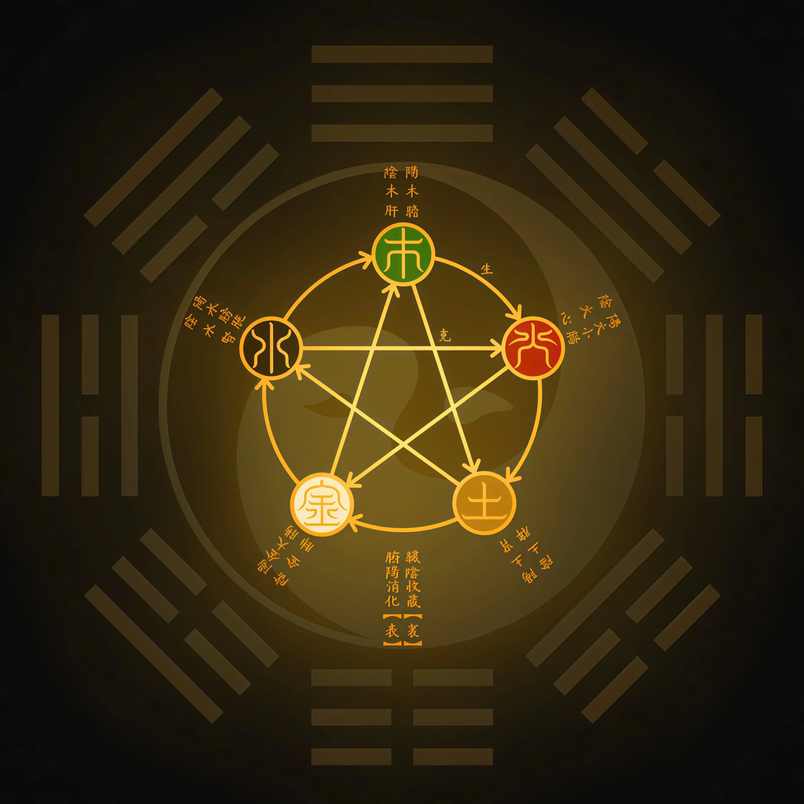 十二地支与五行藏干关系示意图